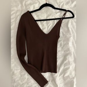 Brown ribbed long sleeve